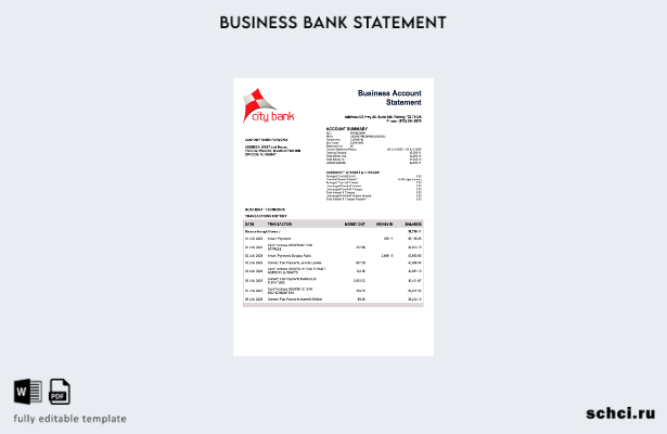 цифровая загрузка USA City Bank, отчет о деятельности предприятия, шаблон в форм